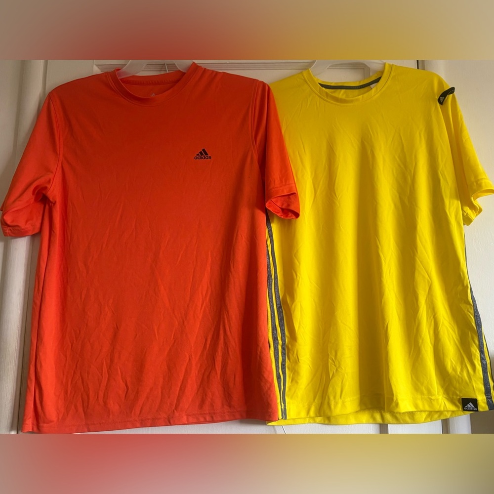 Adidas Men's Bright Orange and Yellow Soccer Tees